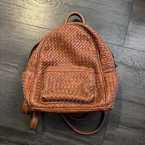 SHOMICO Certainly Chic Faux Leather Woven Backpack Chestnut